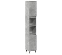 vidaXL Armadietto Bagno Grigio Cemento 30x30x190 cm Legno Multistrato