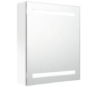 vidaXL Armadietto Bagno con Specchio e LED Bianco Lucido 50x14x60 cm