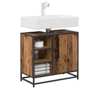 vidaXL Set di mobili da Bagno in Legno Invecchiato e Metallo, 65 x 33 x 60 cm. Stile Industriale Nero, con tantissime Porte per Uso Interno. Facile da Montare con Un cacciavite. Mobili da Bagno Mode