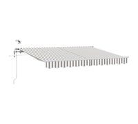 vidaXL Baldacchino retrattile grigio chiaro e bianco 300 x 250 cm poliestere, Balcón, giardino e terrazza, soluzione di ombra rettangolare moderna, tenda retrattile, resistente ai raggi UV, esterno