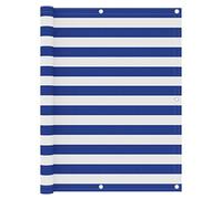 vidaXL Paravento Balcone Tenda Schermo Protezione UV Sole Pioggia Frangivento Parasole Impermeabile Bianco e Blu 120x400 cm Tessuto Oxford