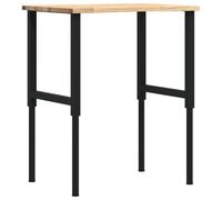 vidaXL Banco da Lavoro 80x60x(71,5-98) cm Legno Massello Rovere, tavolo da lavoro, postazione da lavoro, banco da lavoro in metallo