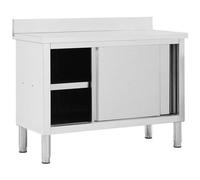 VIDAXL - Banco da Lavoro con Ante Scorrevoli 120x50x (95-97) cm in Acciaio