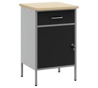 vidaXL Banco da Lavoro con cassetto Nero e Grigio 50 x 55 x 85 cm, Banco da Lavoro Industriale, Piedi Regolabili, Spazio di Storage, organizzazione Utensili, Tavolo Versatile