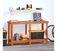 vidaXL Banco da lavoro con lo scaffale Marrone Cera 140 x 50 x 80 cm