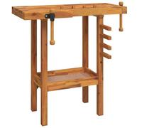 vidaXL Banco da Lavoro con Morse 92x48x83 cm Legno Massello di Acacia