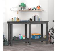vidaXL Banco da Lavoro Grigio 140x50x80 cm in Legno Massello di Pino