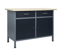 vidaXL Banco da Lavoro Nero 120x60x85 cm in Acciaio