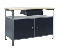 Banco da Lavoro 120x60x85 cm in Acciaio - Tavolo nero (145345)