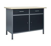 vidaXL Banco da Lavoro Nero 120x60x85 cm in Acciaio