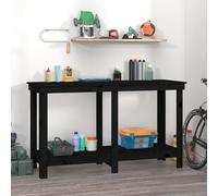 vidaXL Banco da Lavoro Nero 140x50x80 cm in Legno Massello di Pino