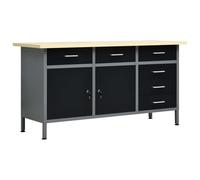 vidaXL Banco da lavoro con armadietto per officina 160x60x85 cm Nero Acciaio