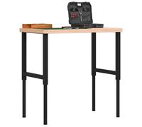 vidaXL Banco Lavoro 100x60x(73-99,5) cm Legno di Faggio Rettangolare