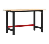 vidaXL Banco Lavoro 140x60x81,5 cm Legno Massello Rovere, tavolo da lavoro, postazione da lavoro, banco da lavoro in metallo, banco da lavoro in legno