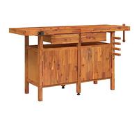 vidaXL Banco Lavoro Cassetti e Morse 162x62x83cm Legno Massello Acacia