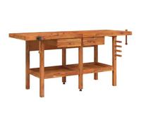 vidaXL Banco Lavoro Cassetti e Morse 192x62x83cm Legno Massello Acacia