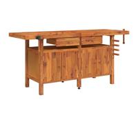 vidaXL Banco Lavoro Cassetti e Morse 192x62x83cm Legno Massello Acacia