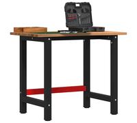 vidaXL Banco Lavoro Marrone Chiaro 100x60x81,5cm Legno Massello Rovere, tavolo da lavoro, postazione da lavoro, banco da lavoro in metallo
