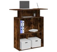 vidaXL Banco Reception Rovere Fumo 100x40x104 cm in Legno Multistrato, Reception, Reception Ufficio, banco Cassa, Reception Salone