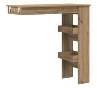 vidaXL Tavolo da bar da parete - Moderno tavolo da bar rettangolare in rovere artigianale per cucina o soggiorno - 102 x 45 x 103,5 cm in legno ingegnerizzato con scomparti portaoggetti