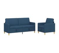 vidaXL Bankenset met opbergruimte 2 st Blauw Polyester