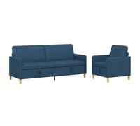 vidaXL Bankenset met opbergruimte 2 st Blauw Polyester