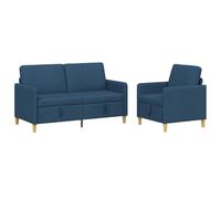 vidaXL Bankenset met opbergruimte 2 st Blauw Polyester