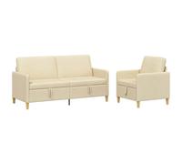 vidaXL Set di Divani con Storage 2 pcs Crema Poliestere, Divano moderno e comodo, set per interni, con spazio, cuscini in schiuma, coperture removibili, stile minimal