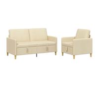 vidaXL Set di Divani con Storage 2 pcs Crema Poliestere, Divano moderno e comodo, set per interni, con spazio, cuscini in schiuma, coperture removibili, stile minimal
