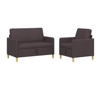 vidaXL Bankenset met opbergruimte 2 st Donkerbruin Polyester
