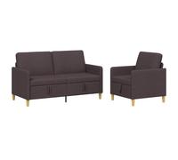 vidaXL Bankenset met opbergruimte 2 st Donkerbruin Polyester