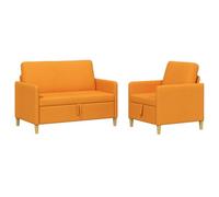 vidaXL Bankenset met opbergruimte 2 st Donkergeel Polyester