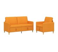 vidaXL Bankenset met opbergruimte 2 st Donkergeel Polyester