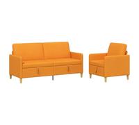vidaXL Bankenset met opbergruimte 2 st Donkergeel Polyester