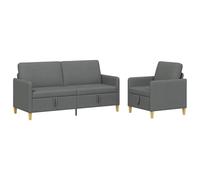 vidaXL Bankenset met opbergruimte 2 st Donkergrijs Polyester