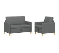 vidaXL Bankenset met opbergruimte 2 st Donkergrijs Polyester