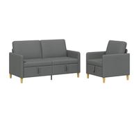 vidaXL Bankenset met opbergruimte 2 st Donkergrijs Polyester