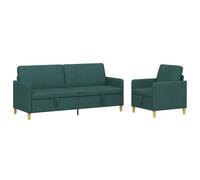 vidaXL Bankenset met opbergruimte 2 st Donkergroen Polyester