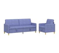 vidaXL Bankenset met opbergruimte 2 st Jeans Blauw Polyester