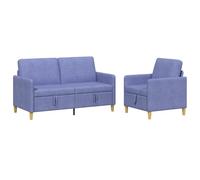 vidaXL Bankenset met opbergruimte 2 st Jeans Blauw Polyester