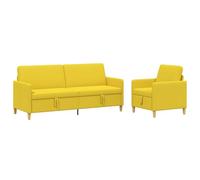 vidaXL Bankenset met opbergruimte 2 st Lichtgeel Polyester