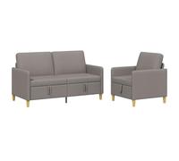 vidaXL Set di Divani con Storage 2 pcs Tortora Poliestere, Divano moderno e comodo, set per interni, con spazio, cuscini in schiuma, coperture removibili, stile minimal