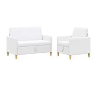 vidaXL Bankenset met opbergruimte 2 st Wit Polyester
