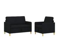 vidaXL Set di Divani con Storage 2 pcs Nero Poliestere, Divano moderno e comodo, set per interni, con spazio, cuscini in schiuma, coperture removibili, stile minimal