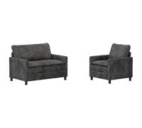 vidaXL Set di divani 2 pcs Grigio Scuro Poliestere,