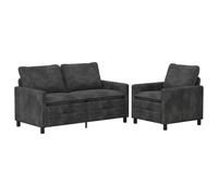 vidaXL Bankstel 2 st Donkergrijs Polyester