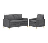 vidaXL Set di divani 2 pcs Grigio Scuro Poliestere,