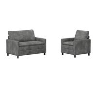 vidaXL Set di divani 2 pcs Grigio Chiaro Poliestere,