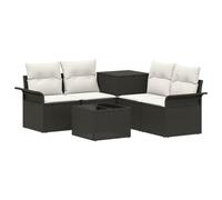 Set di divani 6 pz 4-Numero di posti Nero e Bianco Crema