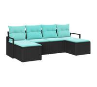 vidaXL Set di divani 6 pcs Nero polyrattan, Set di divani modulari per giardino e terrazzo, mobili resistenti al sole, perfetti per l'estate